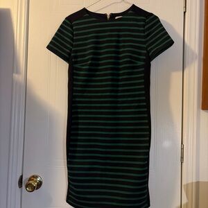 Michael Kors Navy dress green stripes relaxed fit short sleeve Size 4